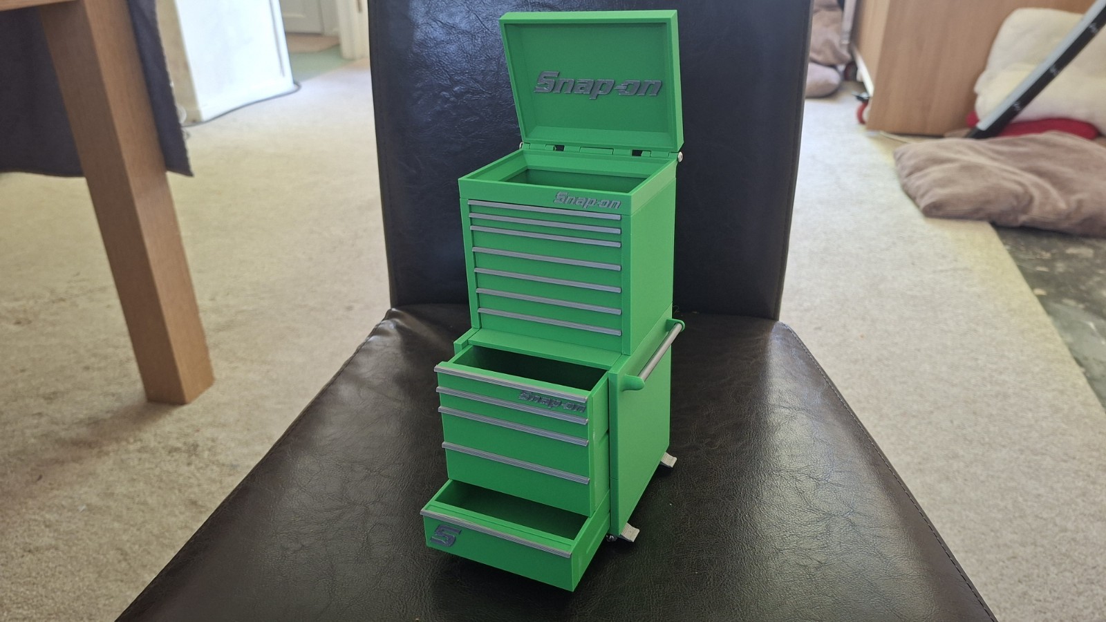 Snap-On Mini High Quality 3D Printed Toolbox (Green) (Silver)