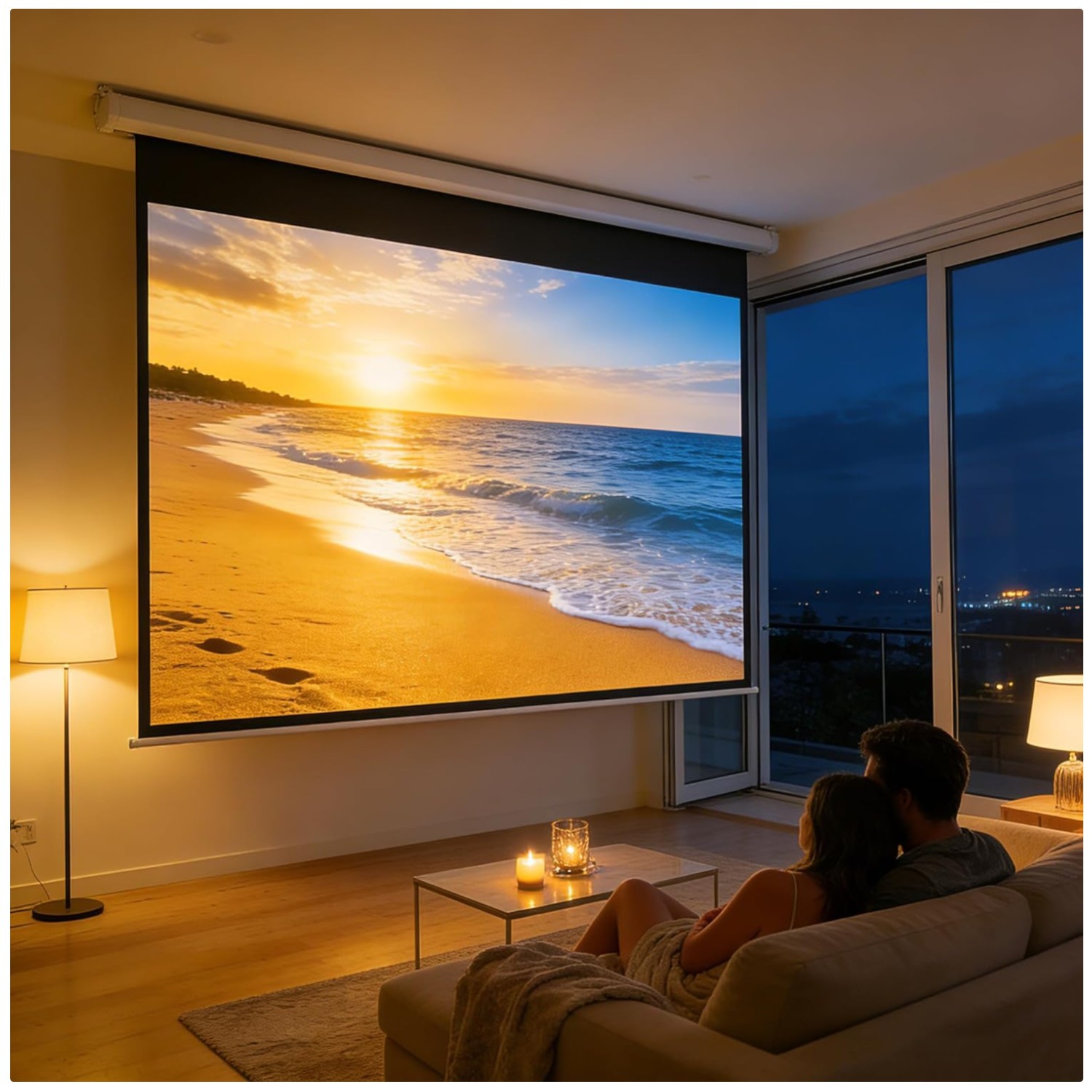 Matte Finish Motorized 4K Projection Screen~-