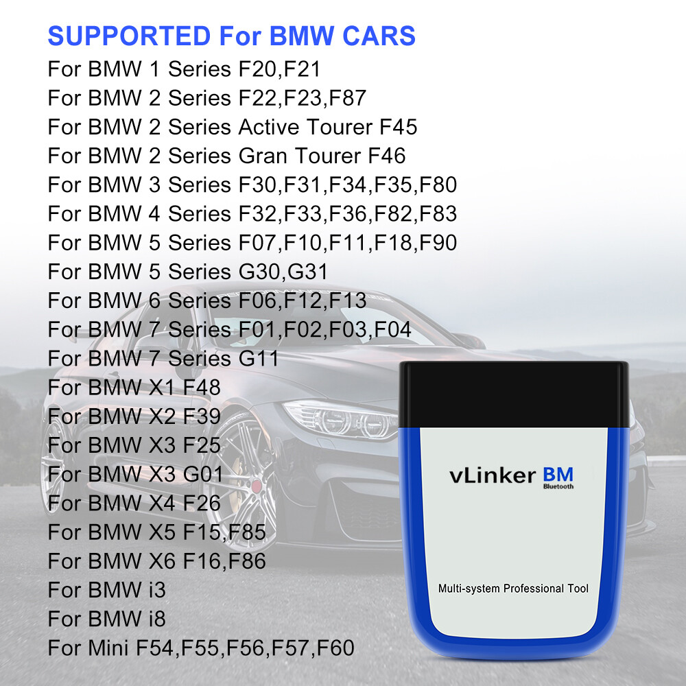 Vgate vLinker BM Bluetooth3.0 OBD2 Scanner BIMMERCODE BMW Code Reader Android