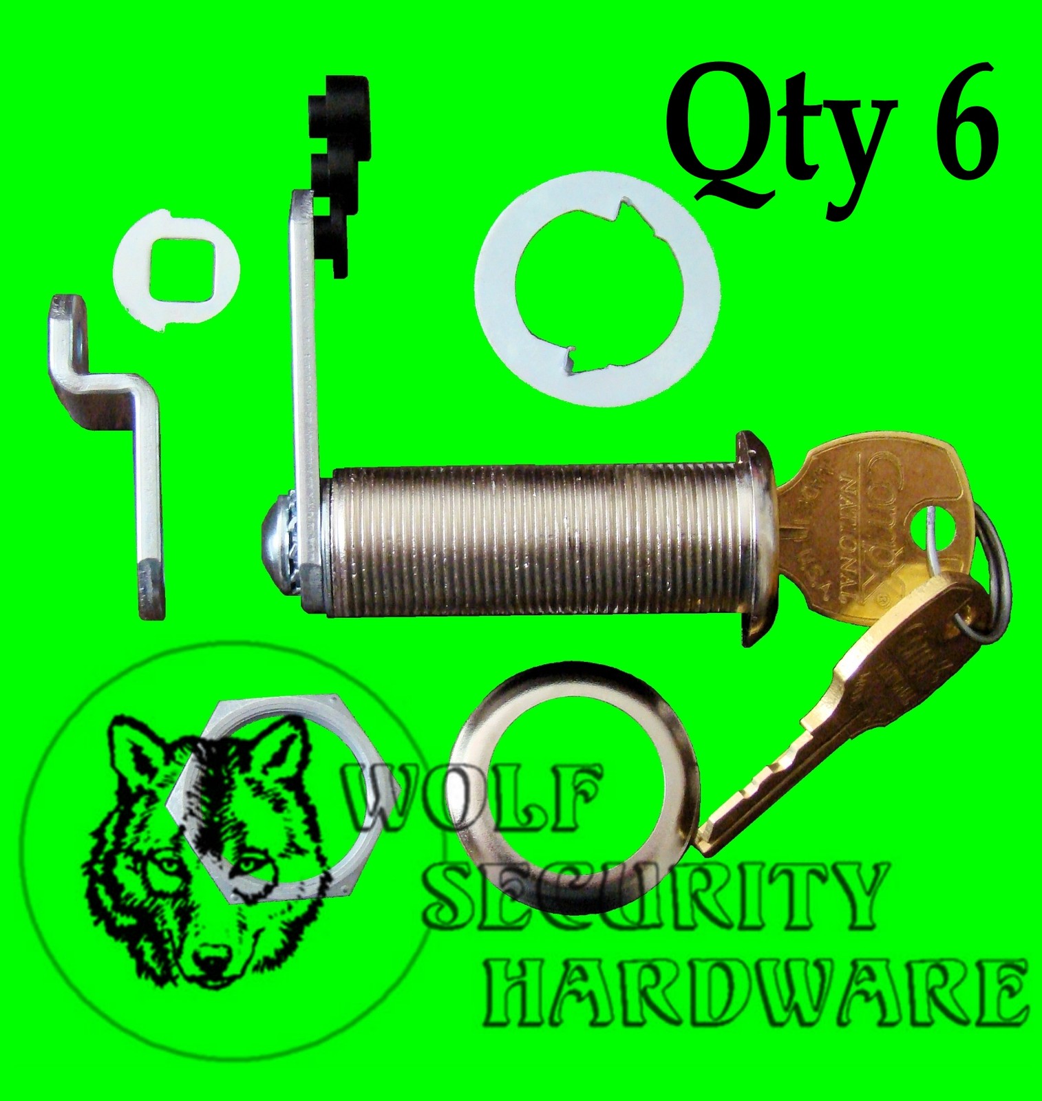 Lot of 6 National CompX Key Cam Lock Cabinet 1 3/4 Length KEYED ALIKE Chrome