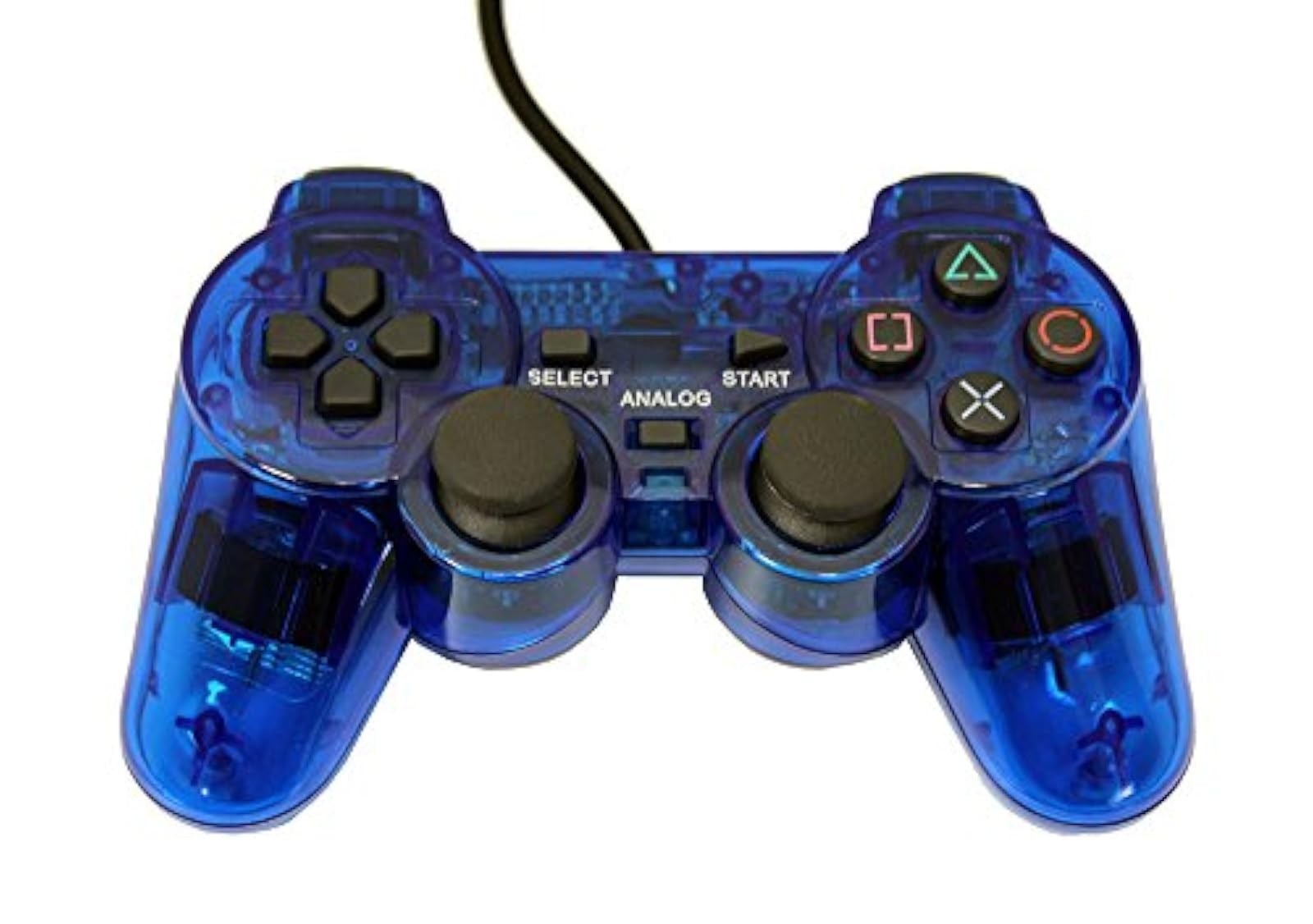 PS2 Wired Replacement Controller Transparent Blue For PlayStation 2 Ps2 PlayStat