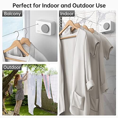 White Retractable Laundry Clothesline | 13.8 Ft stainless White-New Model