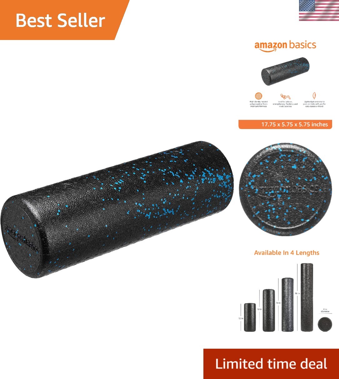 18-Inch High-Density Foam Roller for Easy Muscle Therapy – Convenient & Portable