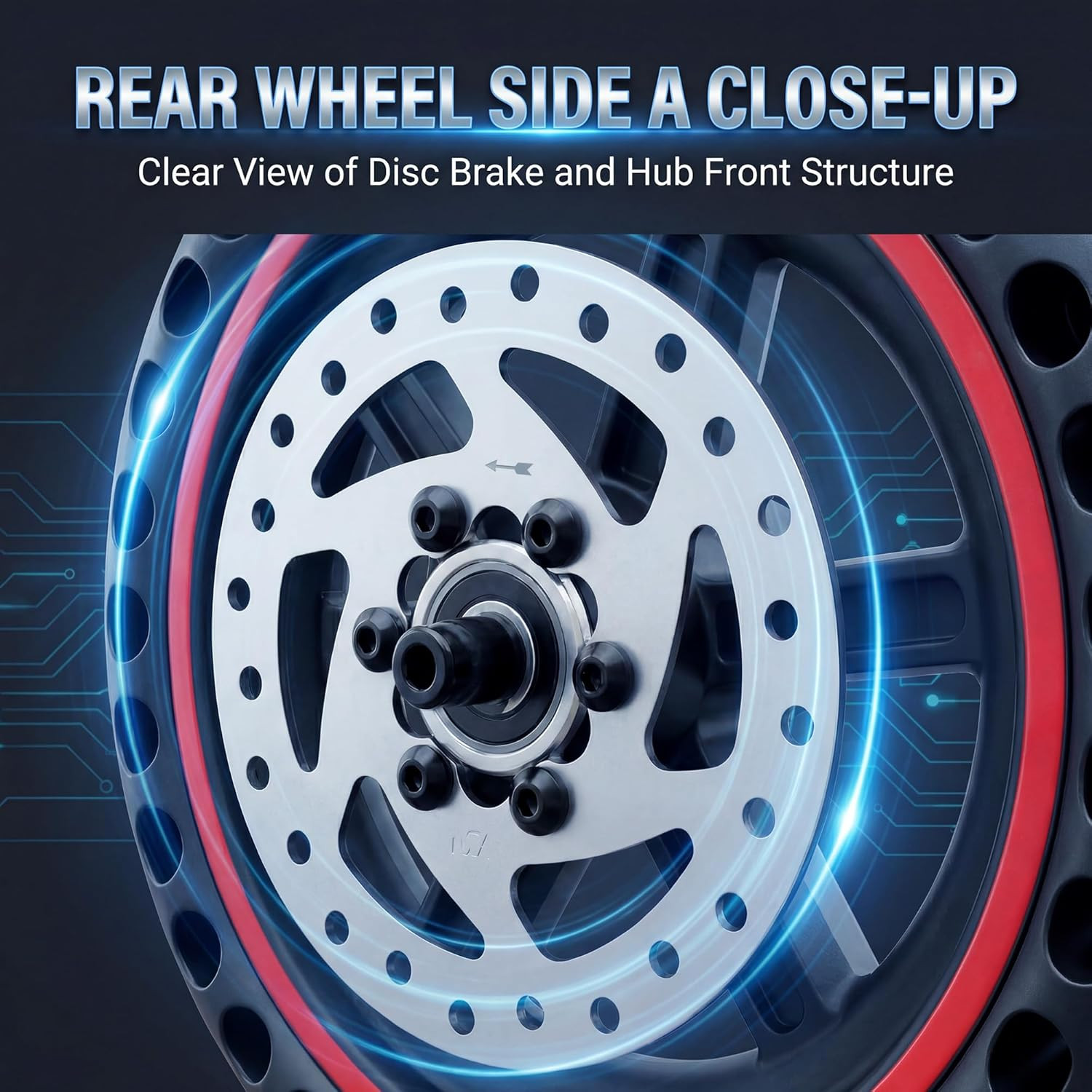 8.5'' Electric Scooter Rear Wheel Replacement Kit - Solid Honeycomb Tire with Al