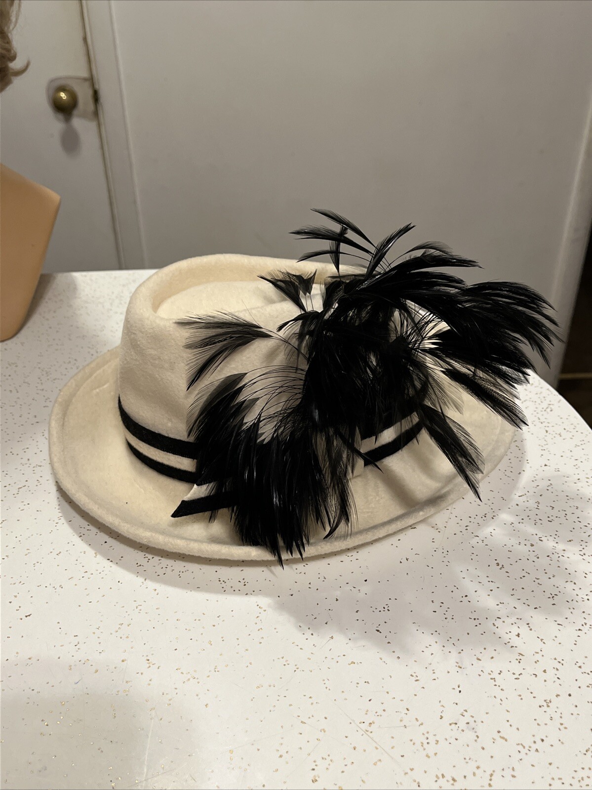 Womens Formal Wool Felt Fedora Fancy Feather Hat - Derby Wedding Tea Party