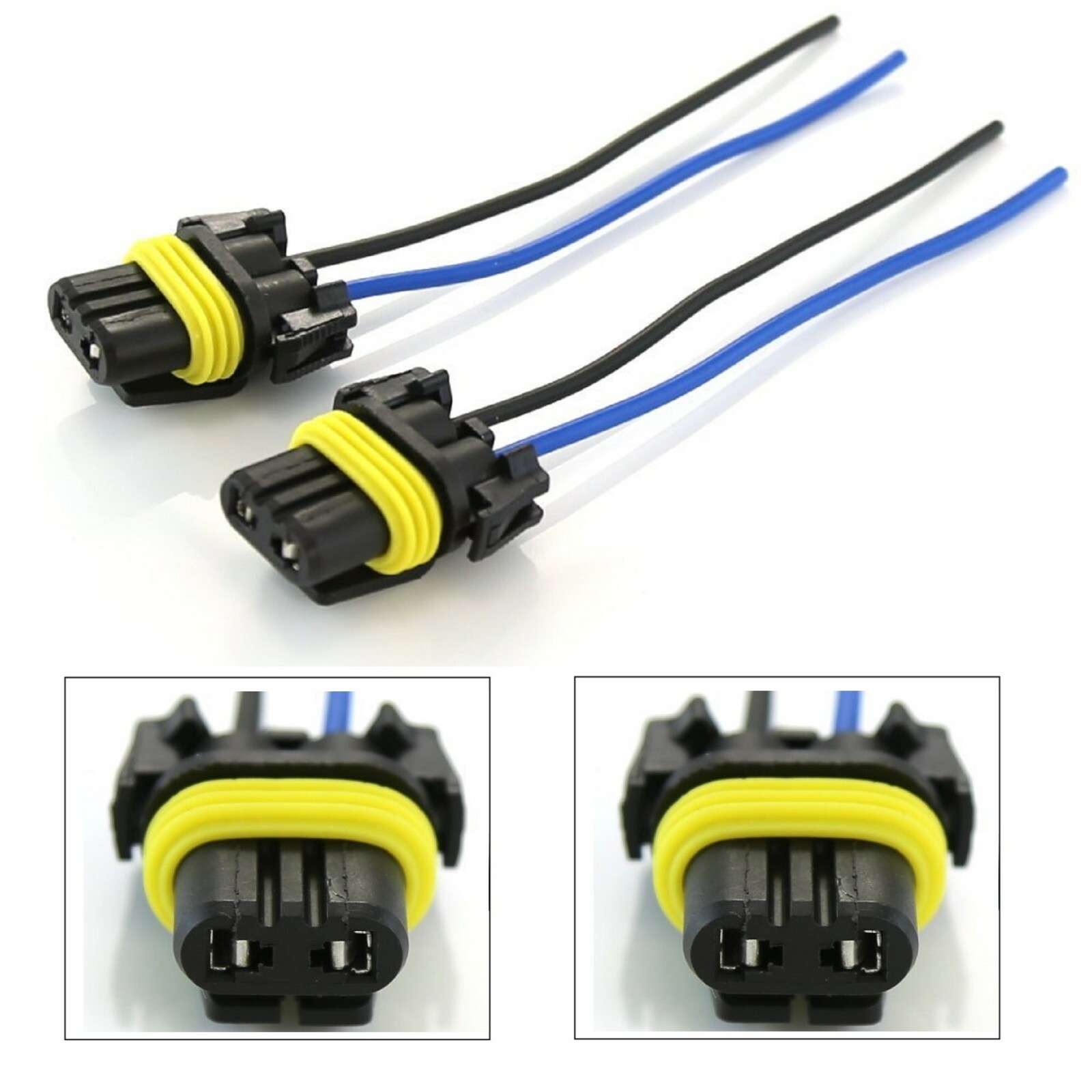 Wire Pigtail Female P 9005 HB3 Two Harness Headlight High Beam Replace Socket OE