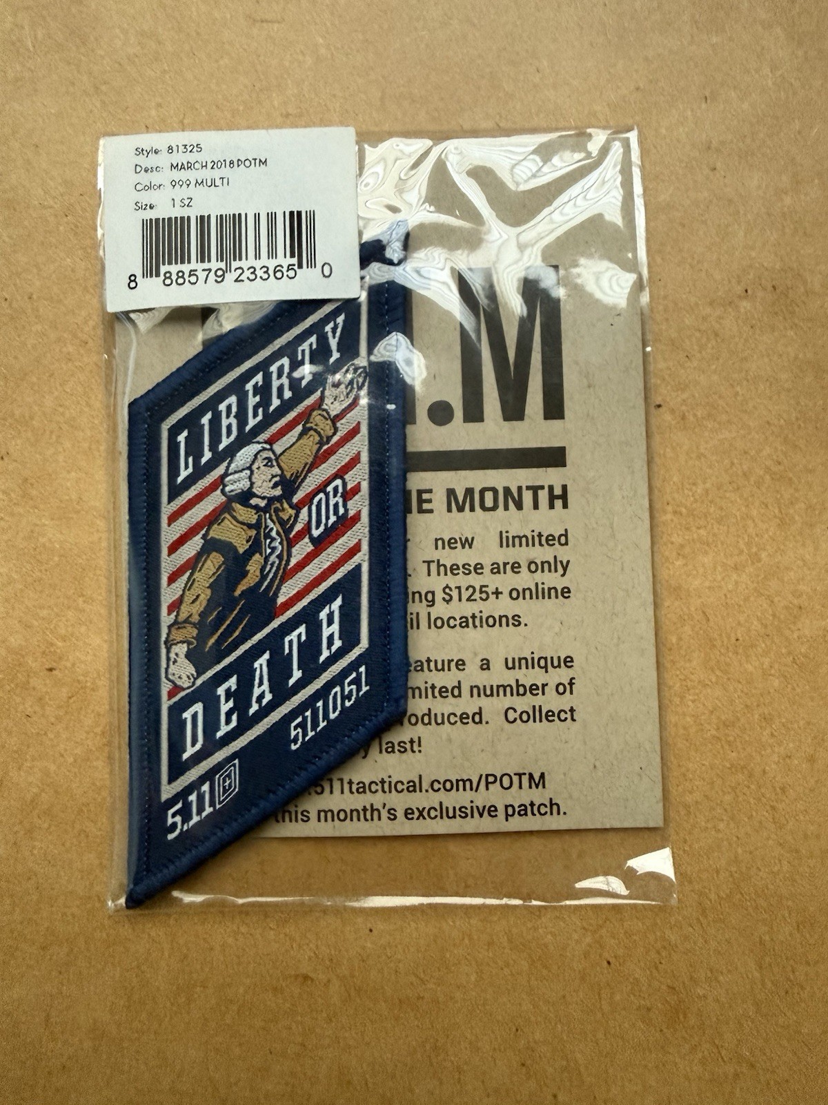 5.11 TACTICAL POTM MARCH 2018 PATCH OF THE MONTH PATRICK HENRY 511051 RARE!