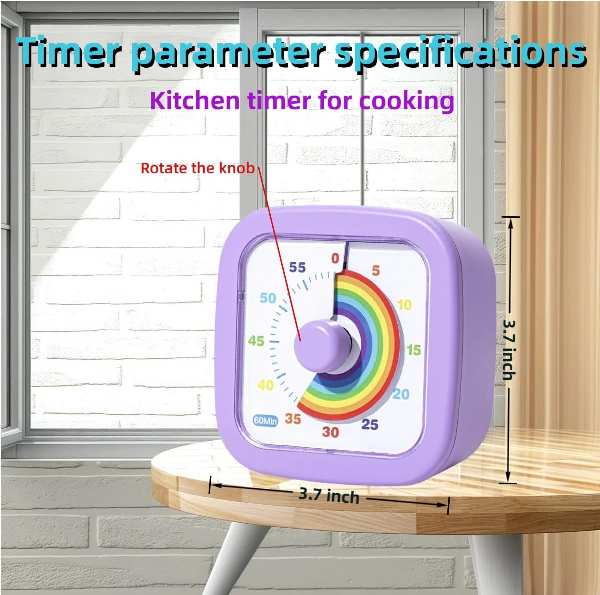 Kids Visual Timer Cute Rainbow - 60 Minute Countdown Timer Time Management for K