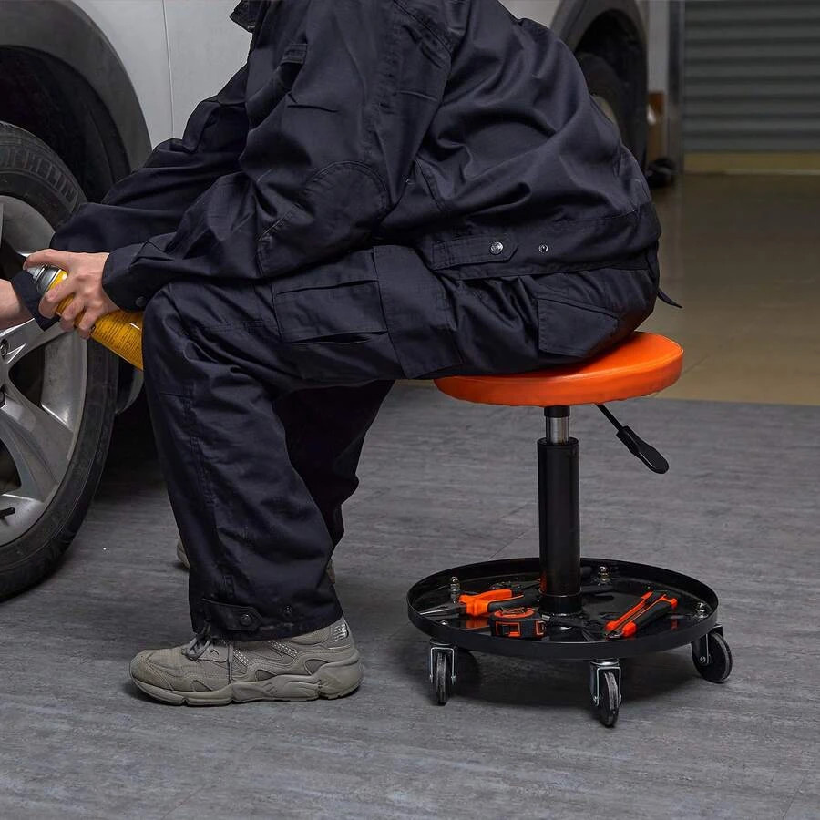 Mechanic Stool 250LBS Rolling Creeper Garage Shop Seat 22"-28" Tool Tray