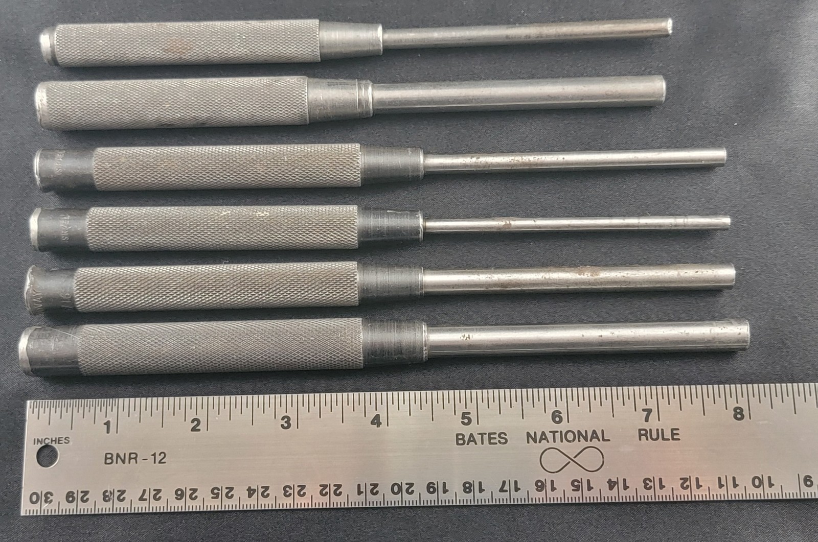 Vintage Center Punch Lot 6 Tovay Israel 3/8 5/16 3/16 1/4 Machinist Hand Tool