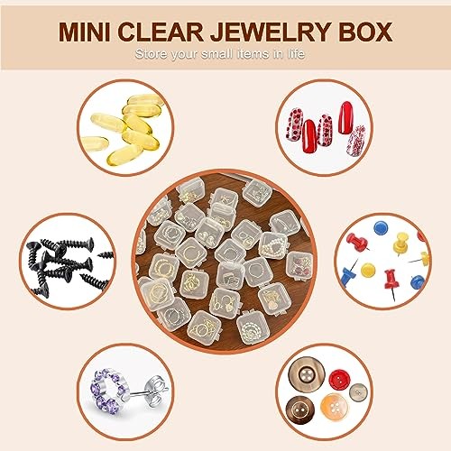 80 pcs Mini Plastic Jewelry Box Earring Storage Box Small Storage Clear