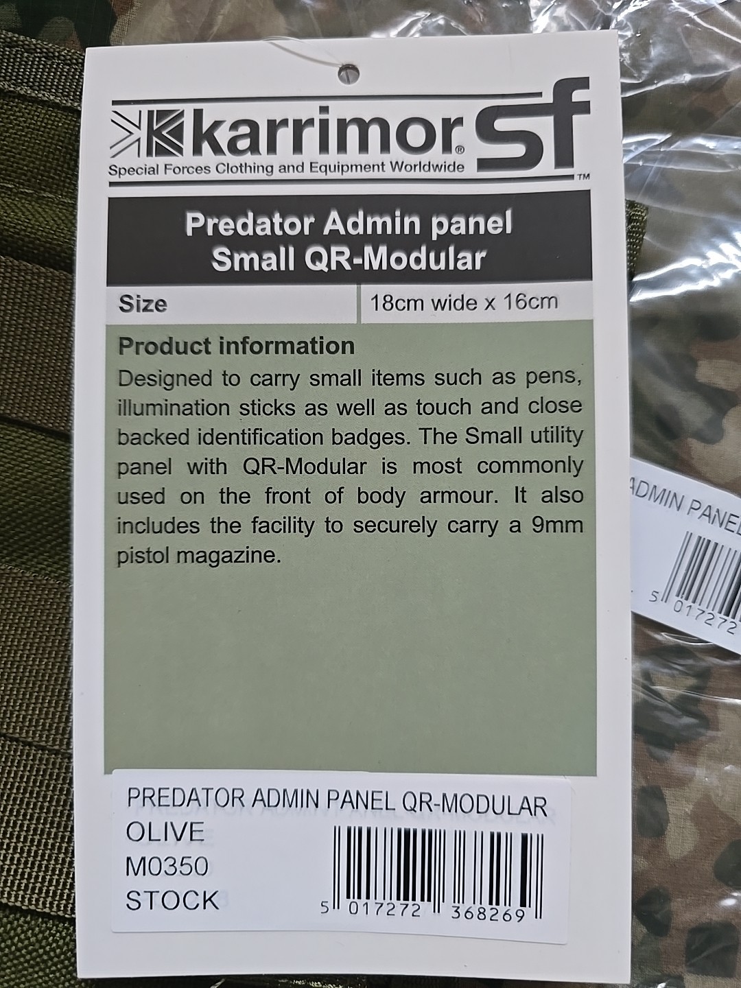 New KarrimorSF PREDATOR Admin Commanders Panel Pouch Molle Olive Karrimor SF