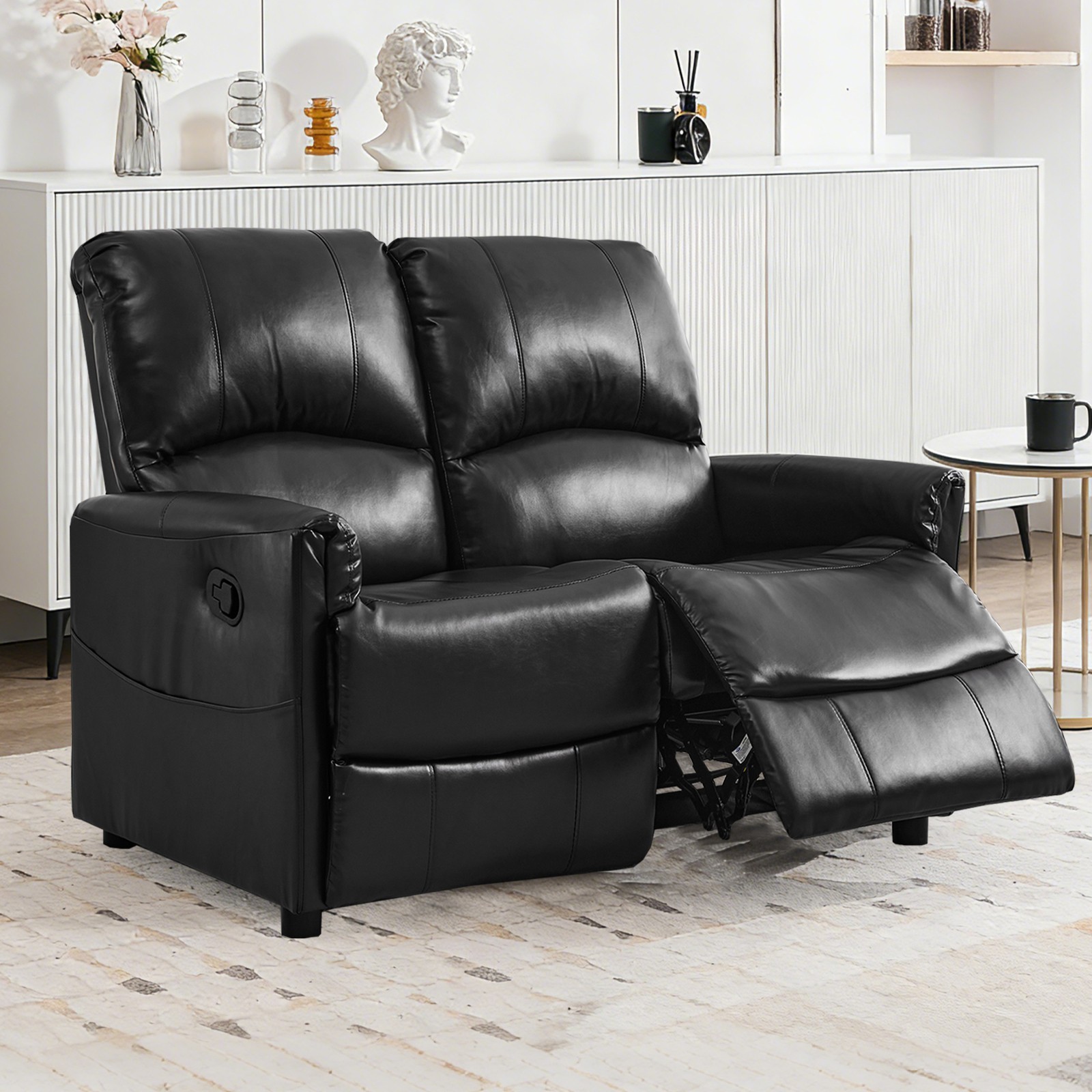 Loveseat Recliner Manual Reclining Sofa Home Theater Seating w/Storage Console