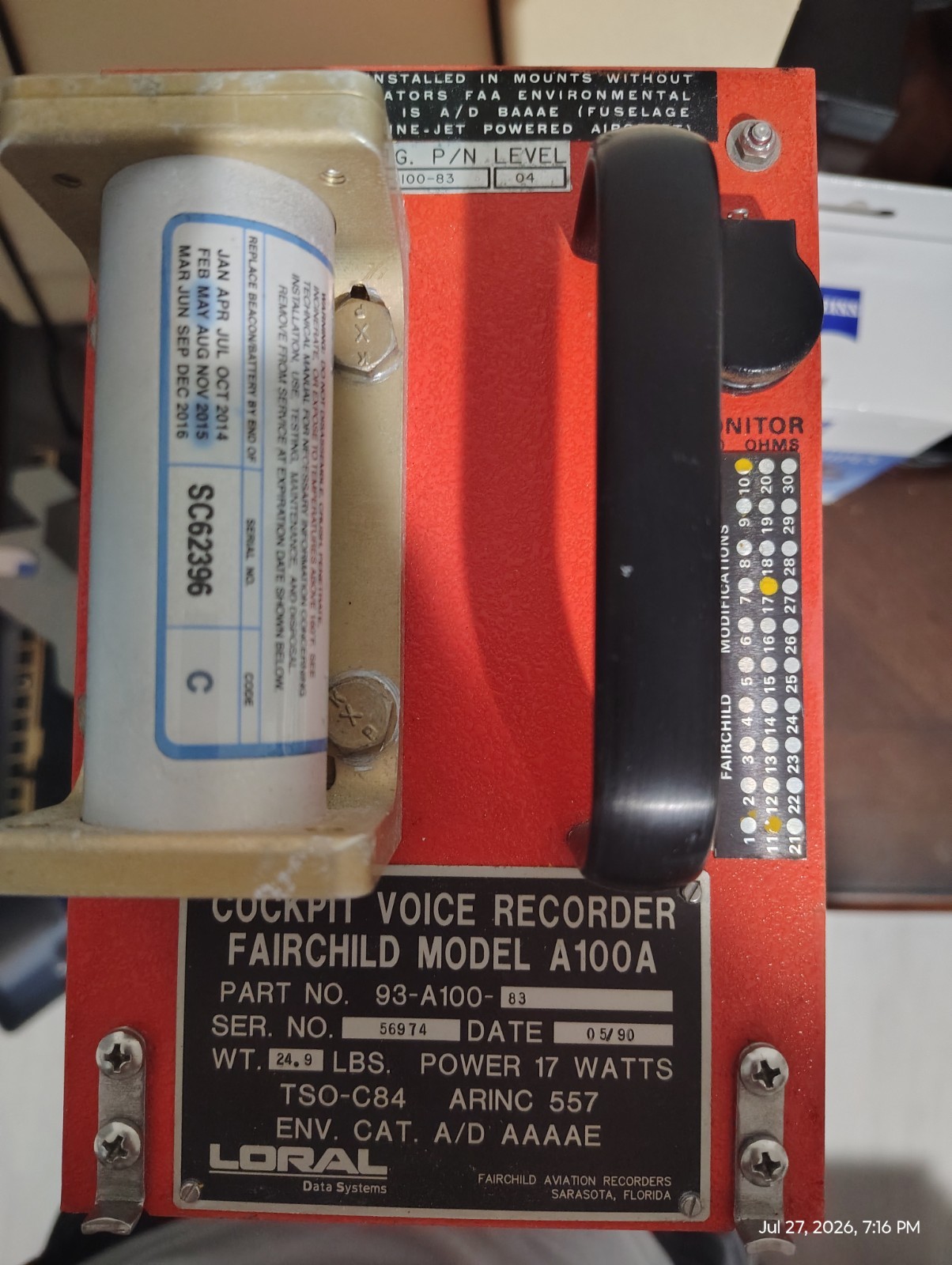 Fairchild Model A100A Cockpit Voice Recorder (CVR)