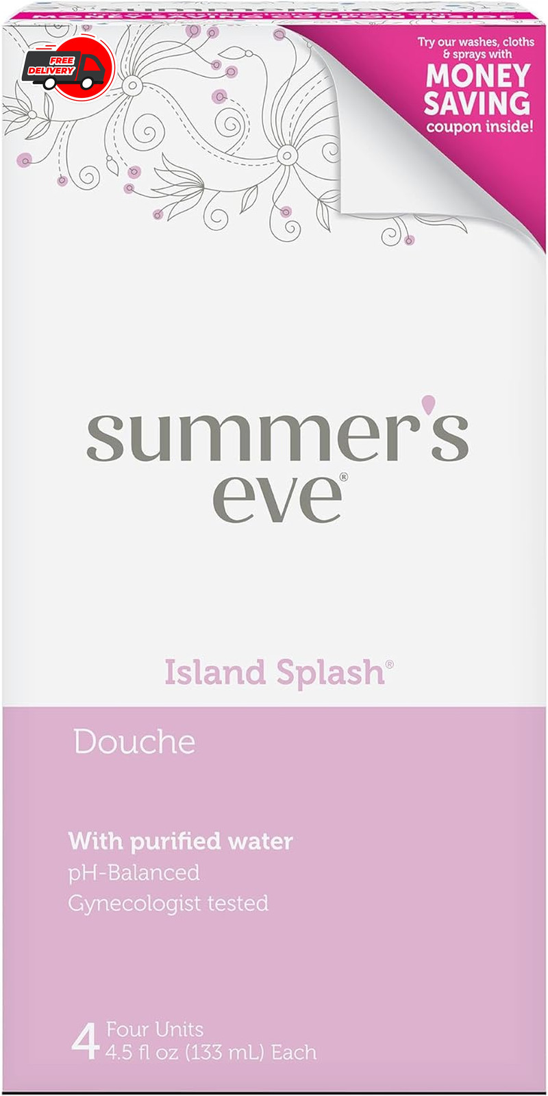 Summer's Eve Douche for Women, Island Splash, Gentle pH-4 Bottles 4.5 Oz Each