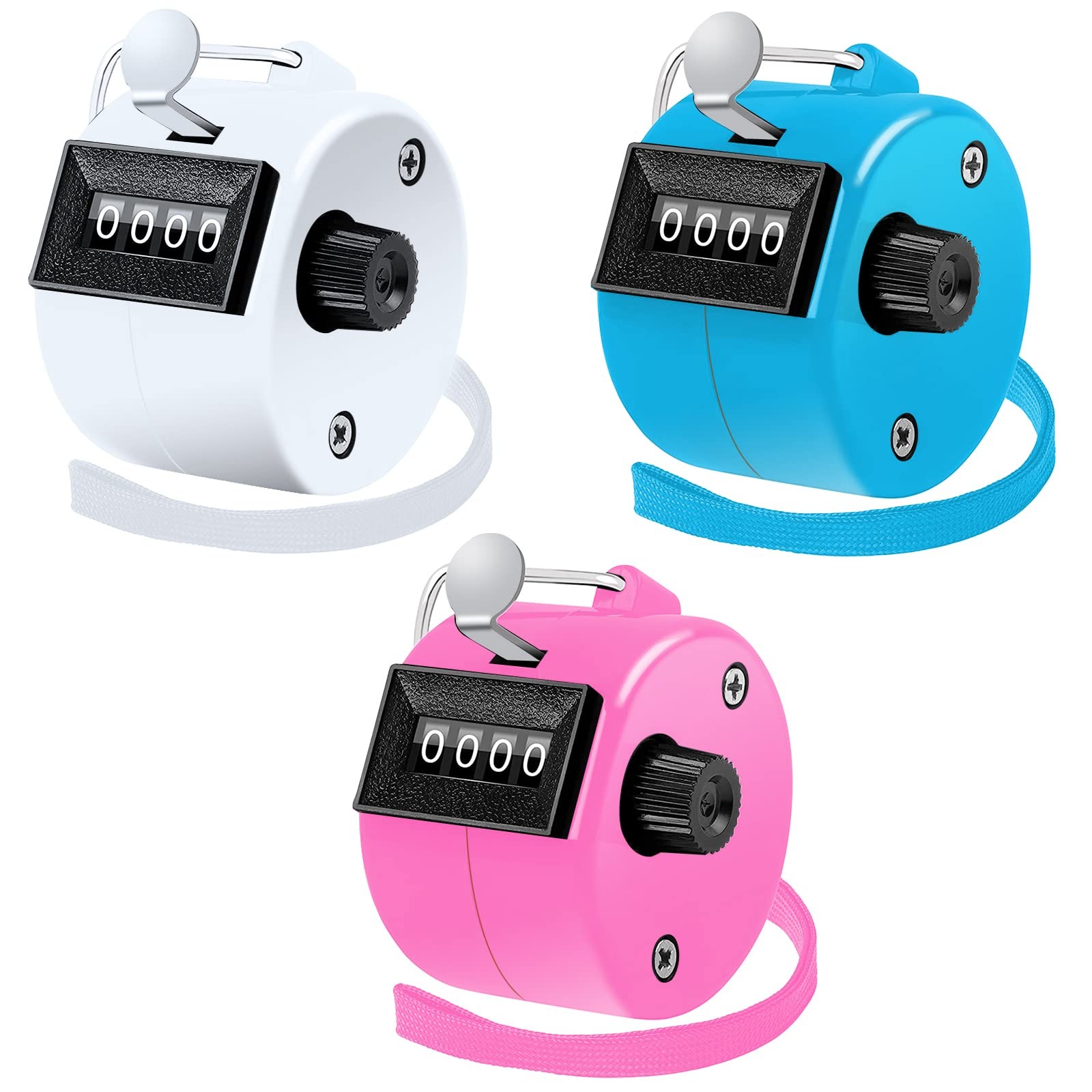 3pcs Clicker Counters 4-Digit Number Count with Wrist Rope Mechanical Palm Ha...