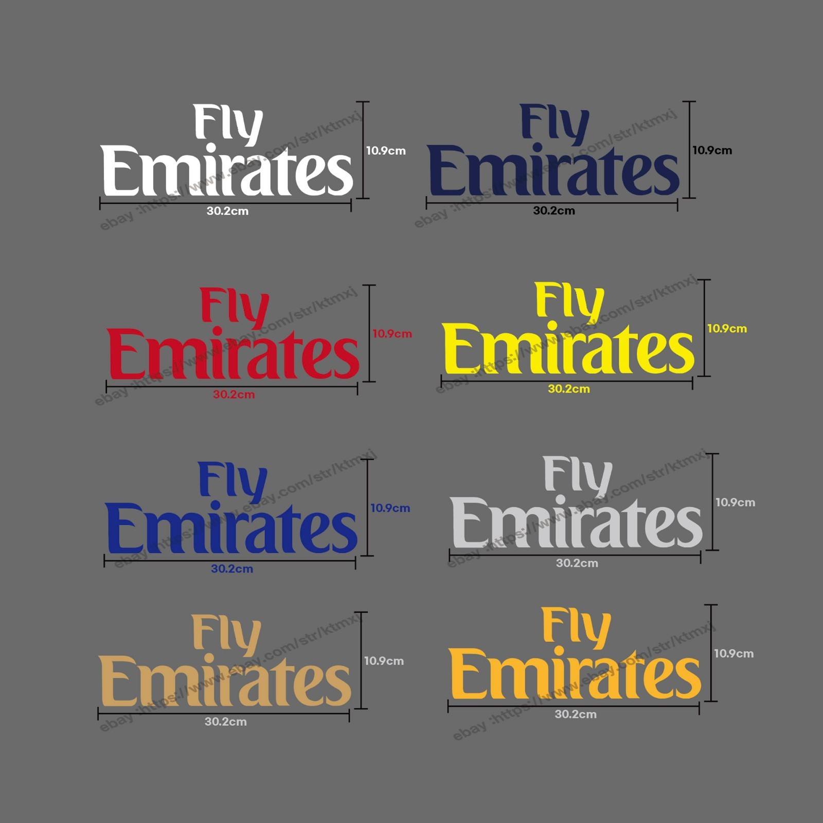 Fly Emirates Sponsor Patch Iron On Heat Transfer Logo Football Jersey Decal