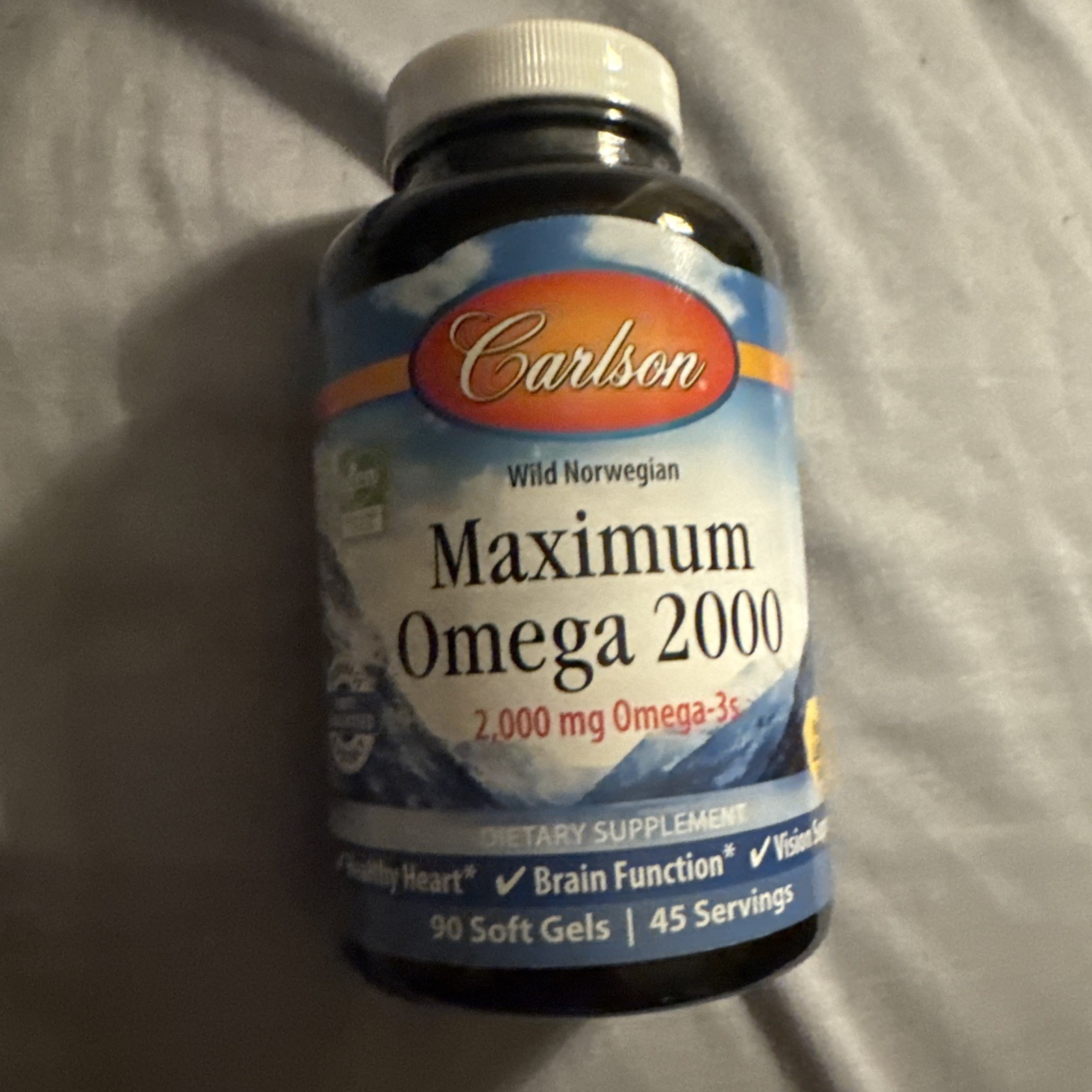 Omega 3 Supplement 2000mg Maximum Heart Brain Vision 90 Softgels Carlson Healthy