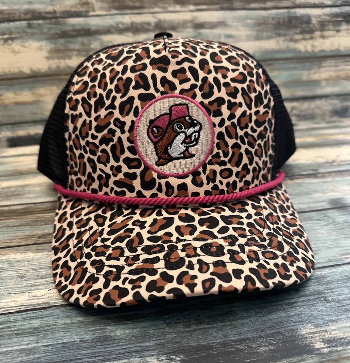 NEW Buc-ee's Leopard Print Trucker Hat with Pink Accents • Adjustable