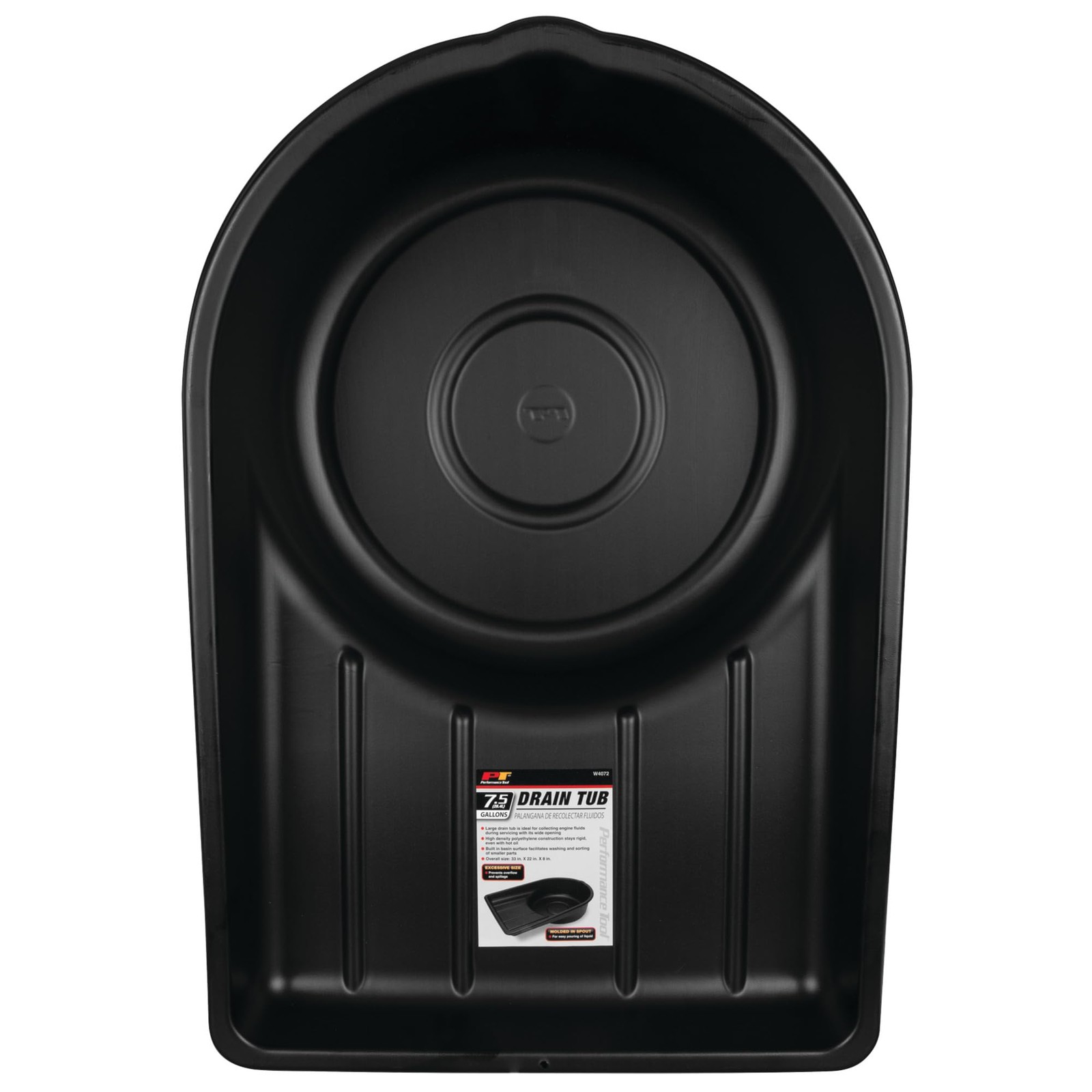 Performance Tool W4072 Black Extra 7.5 Gallon Plastic Oil Drain Pan,
