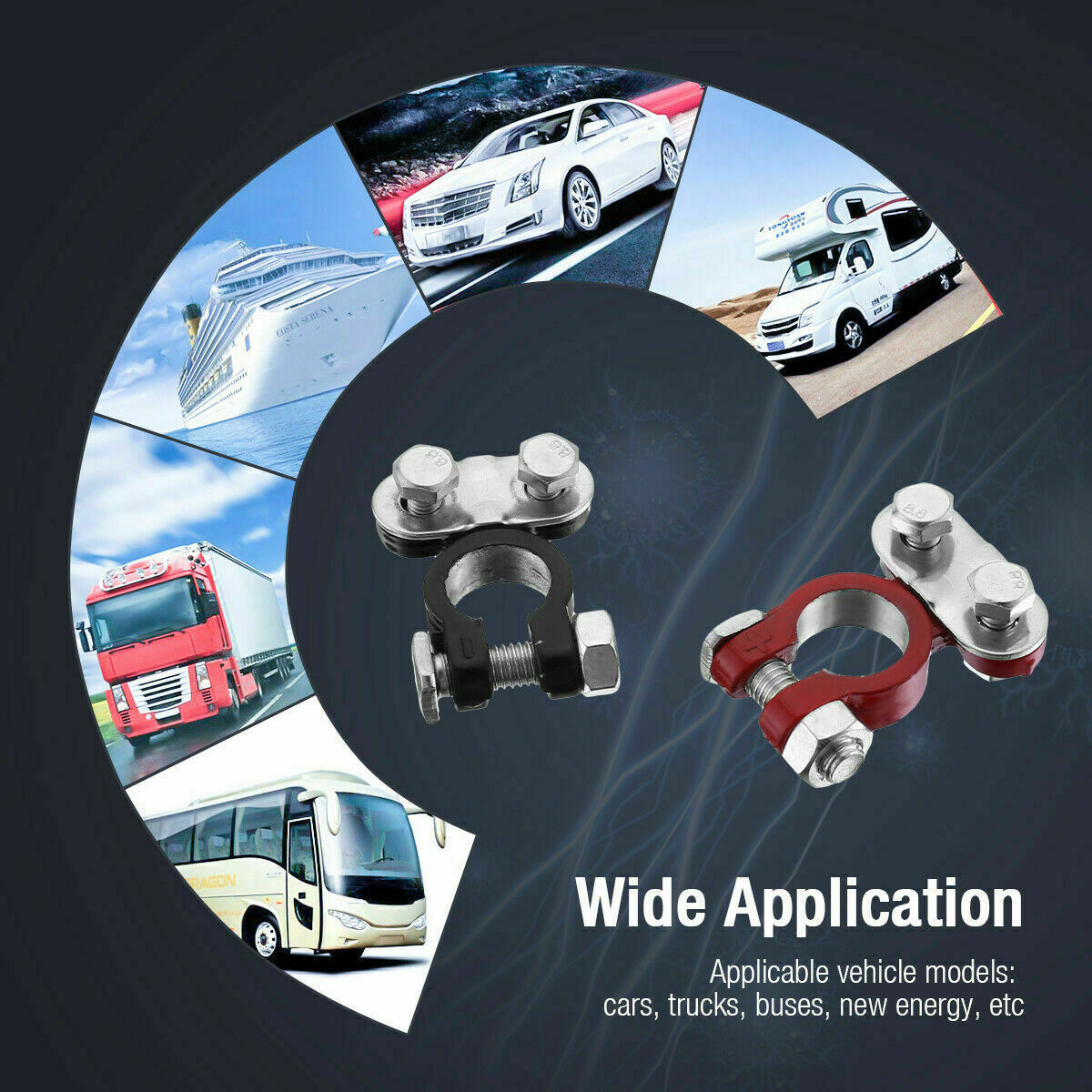 Car Battery Terminal Clamp Connectors Positive Negative Release Disconnect 2PCS