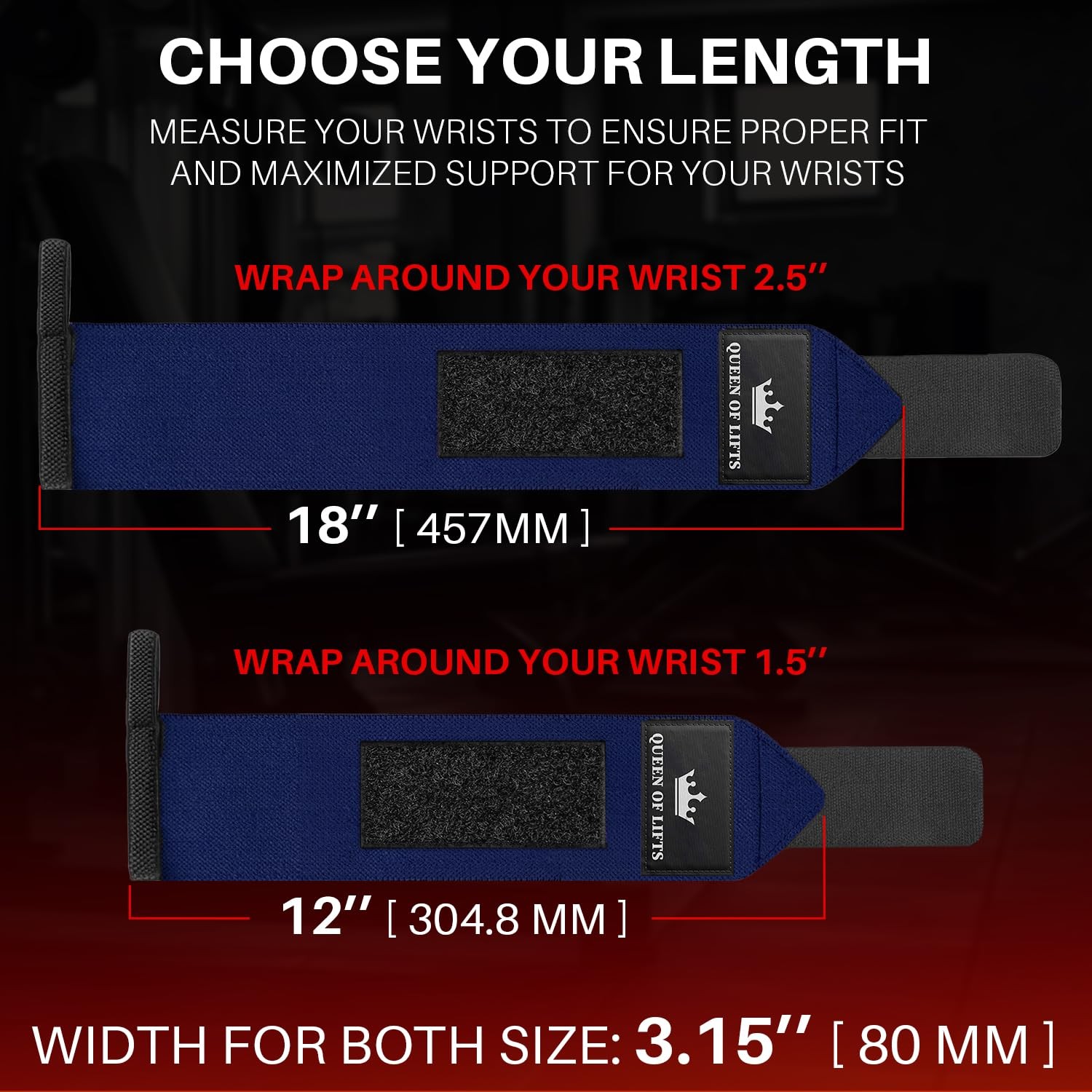 HeavyDuty 18" Weightlifting Wrist Wraps with Thumb Loop for Strength Training