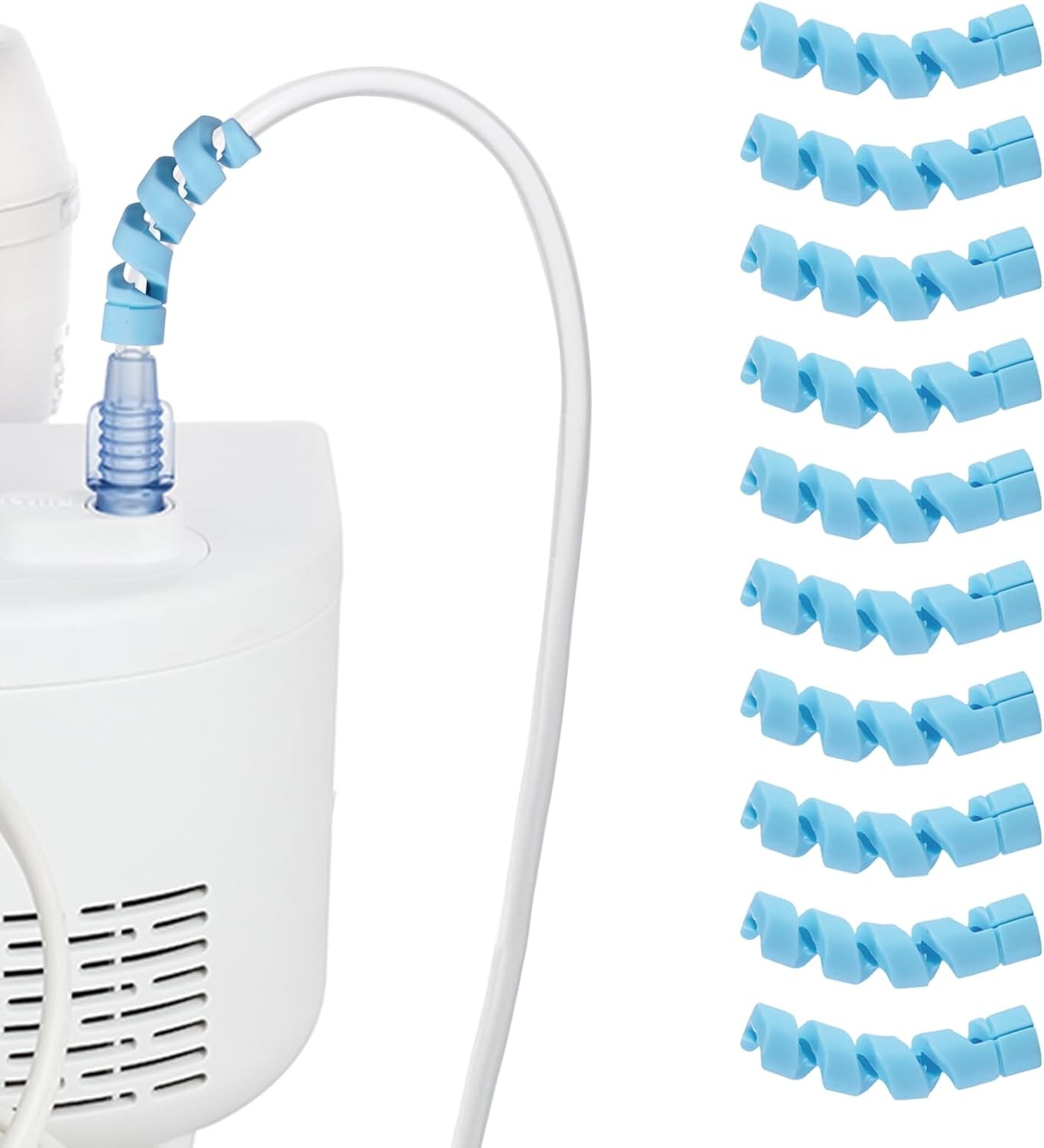 10 Pack Oxygen Tube Support Crimp Straightener for Portable Blue
