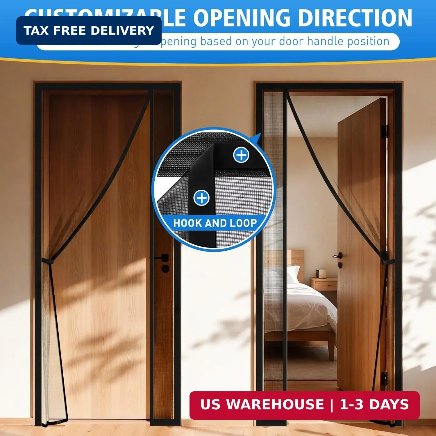 TasticTotes Screen Door Mesh - Reversible Left & Right Opening Door Screen with