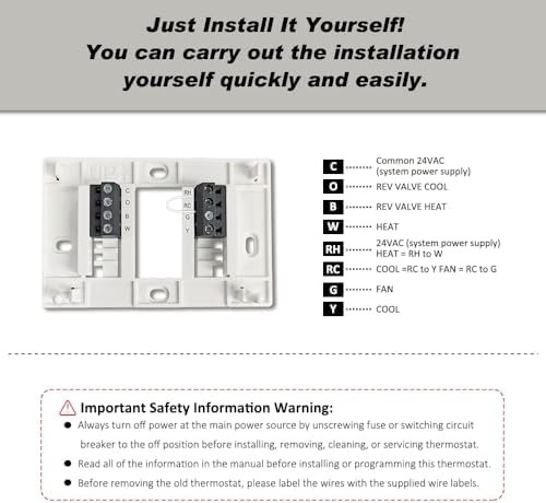 Programmable Thermostat for House, Single-Stage, 1 Heat/1 Cool, Energy-Saving...