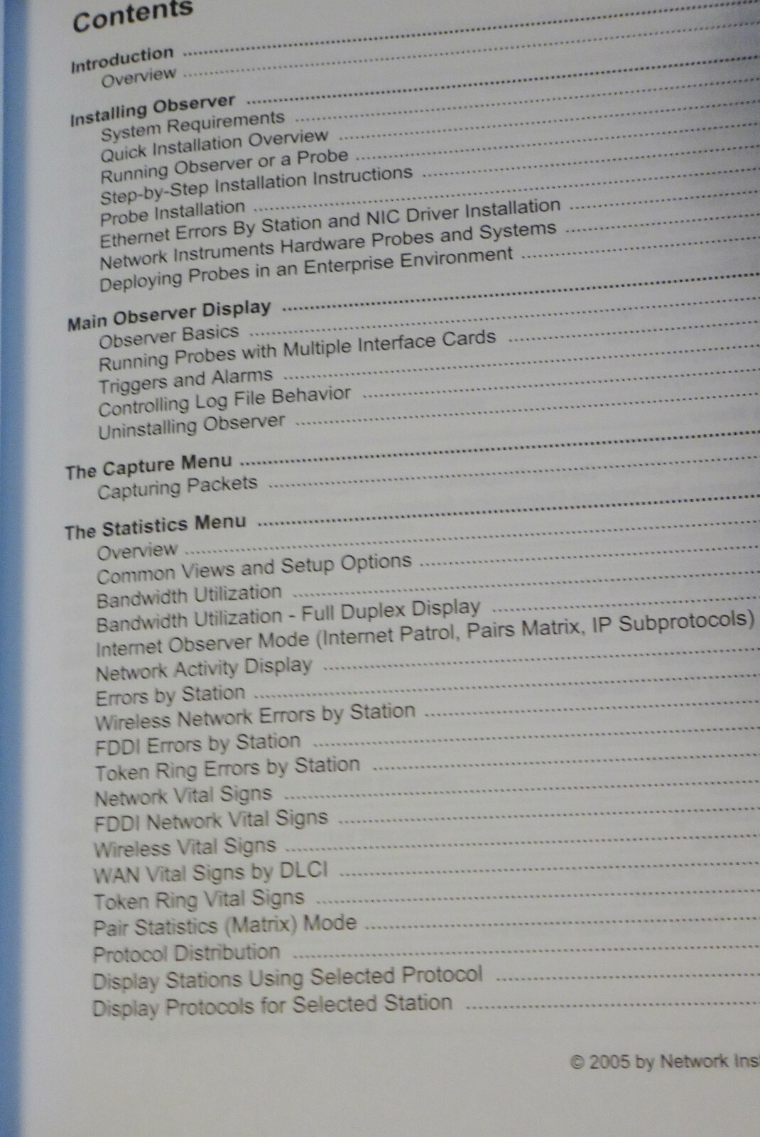 Network Instruments LLC Observer 11 Reference Guide 2005 Paperback