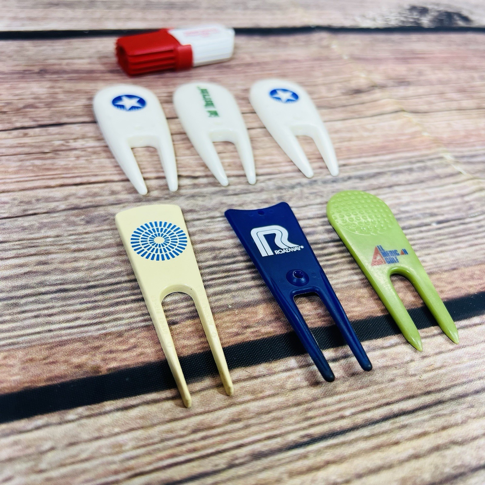 Vintage Lot Of 6 Golf Divot Tools Plastic Golf Tools
