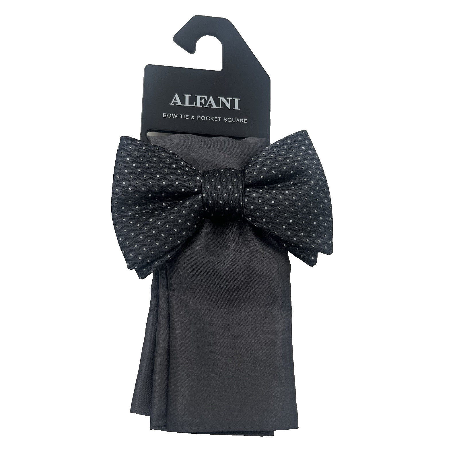Alfani Men's Bow Tie & Solid Pocket Square Set NWT Gray