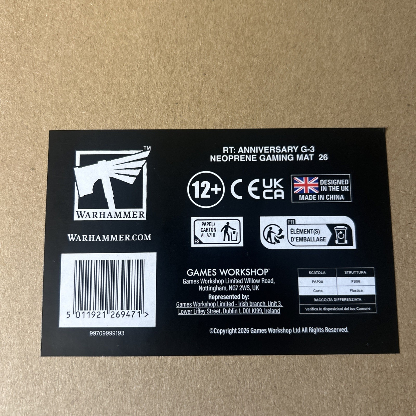Games Workshop Warhammer Store Anniversary Neoprene Gaming Mat 2026 44" x 30"