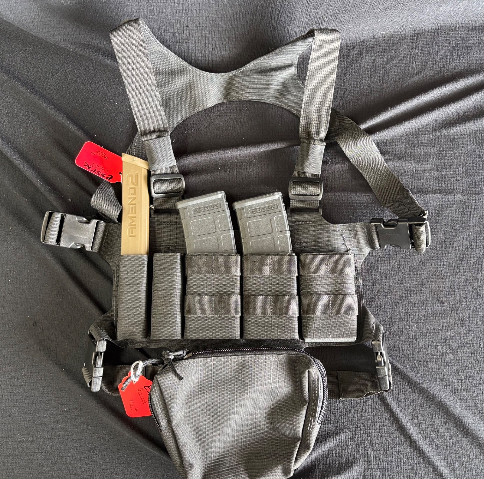 Chest Rig Rifle and pistol, M4, 9mm/.40 cal by ESSTAC and hang bag in Black