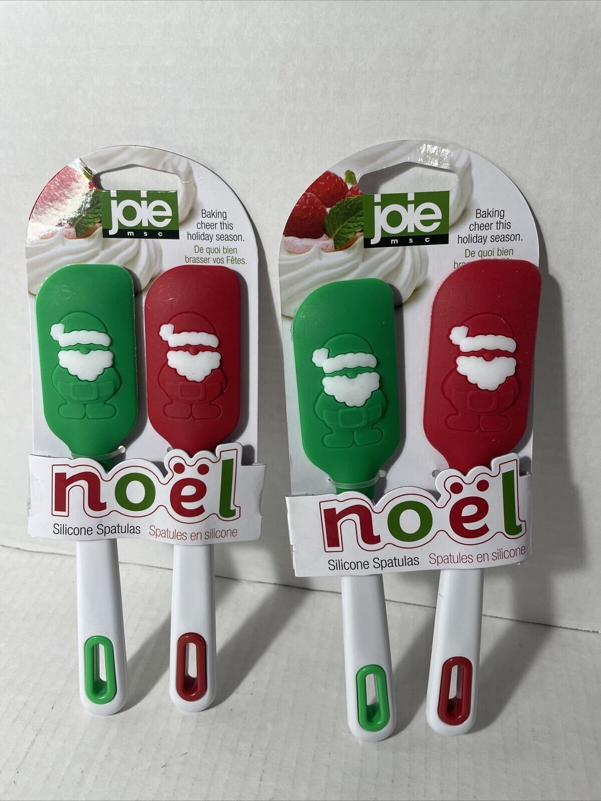 NEW Lot of 2 Packs (4 spatulas) Joie Noel Christmas Silicone Spatulas Red Green