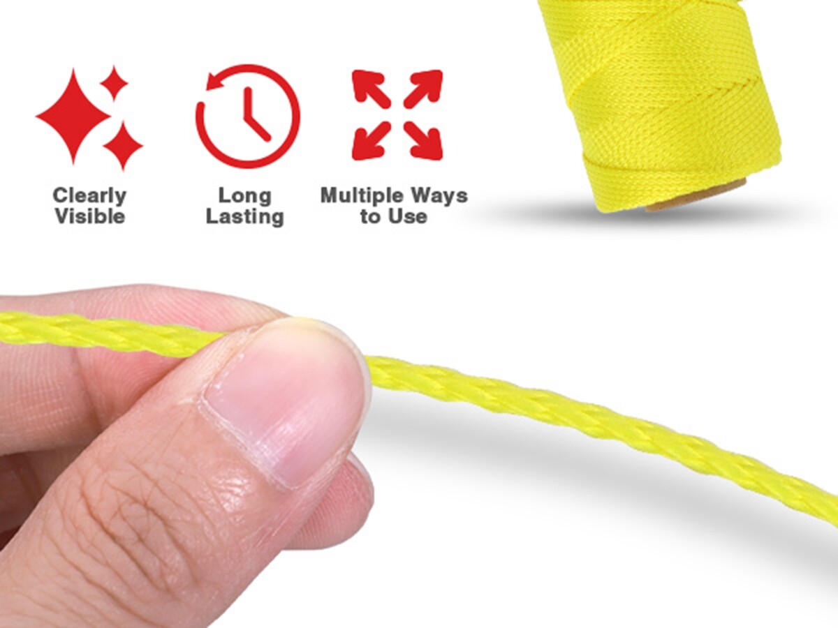 Goldblatt Nylon Mason Line 18# 500FT Braided String Line Nylon Twine for Masonry