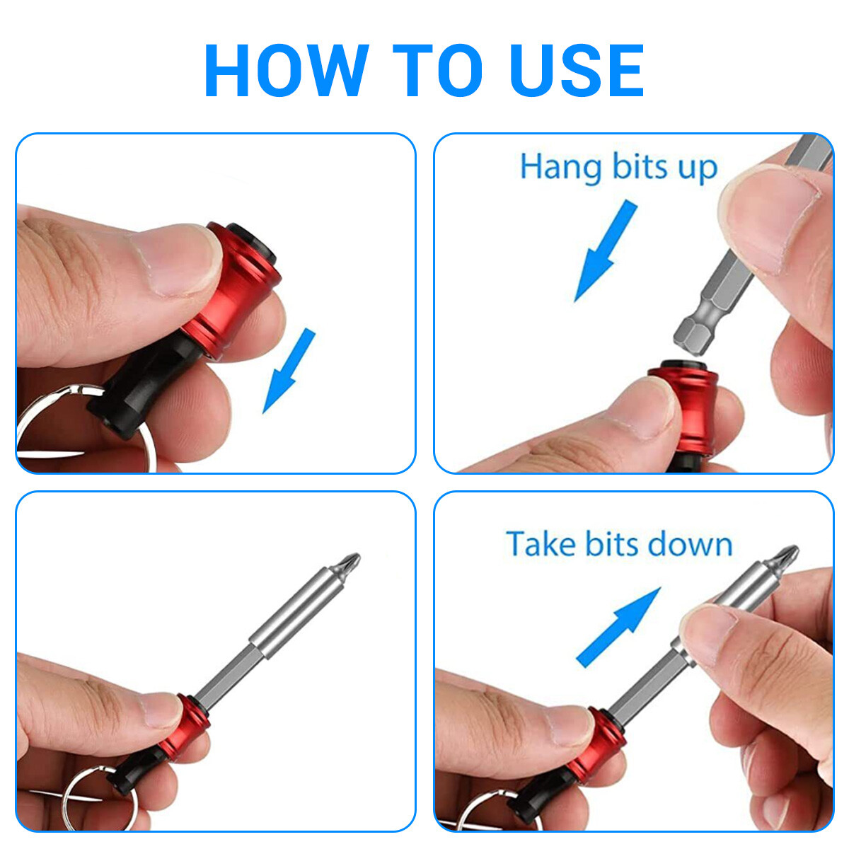 28PCS 1/4" Hex Shank Quick Release Keychain, Screwdriver Drill Bit for Holder