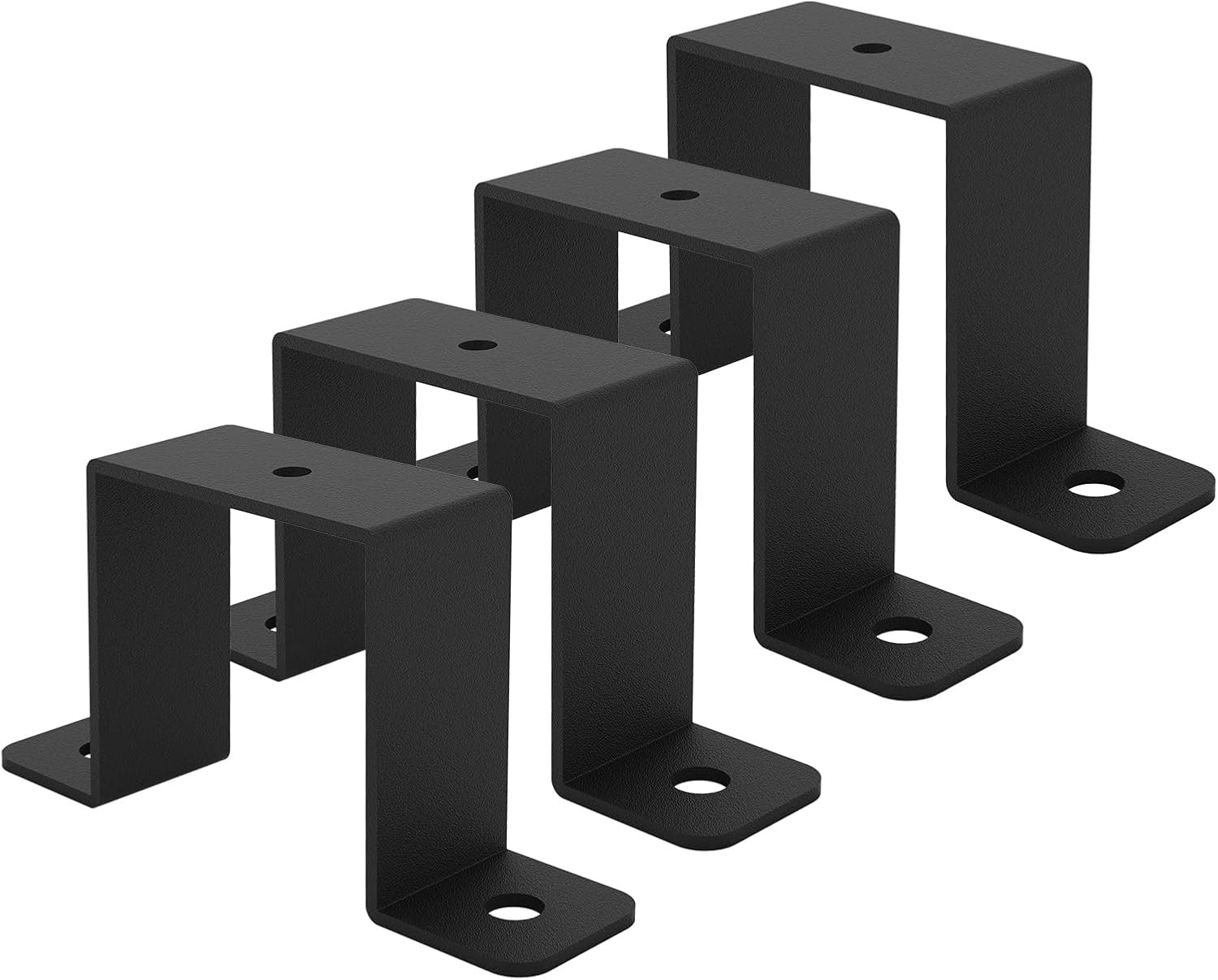 4Pcs 2x2 Square Tube U Clamp Bracket Strap Deck Fence Post Mount Black Metal