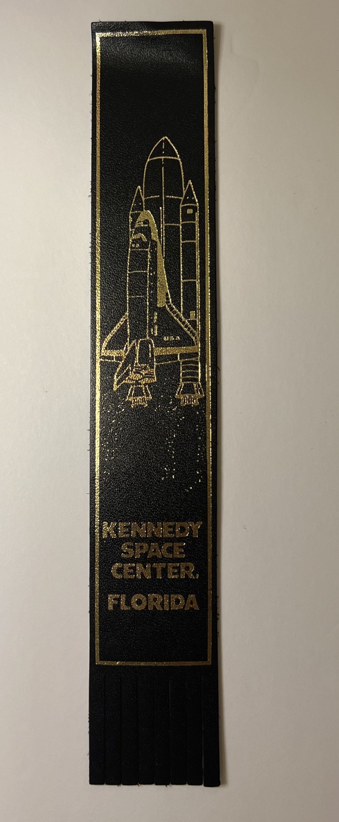 Vintage Kennedy Space Center Florida Bookmark Black & Gold Space Shuttle Design