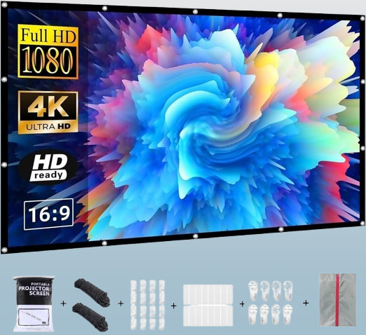 PROJECTOR SCREEN 120 INCH OUTDOOR PORTABLE MOVIE 16:9 SCREEN DOUBLE SIDED