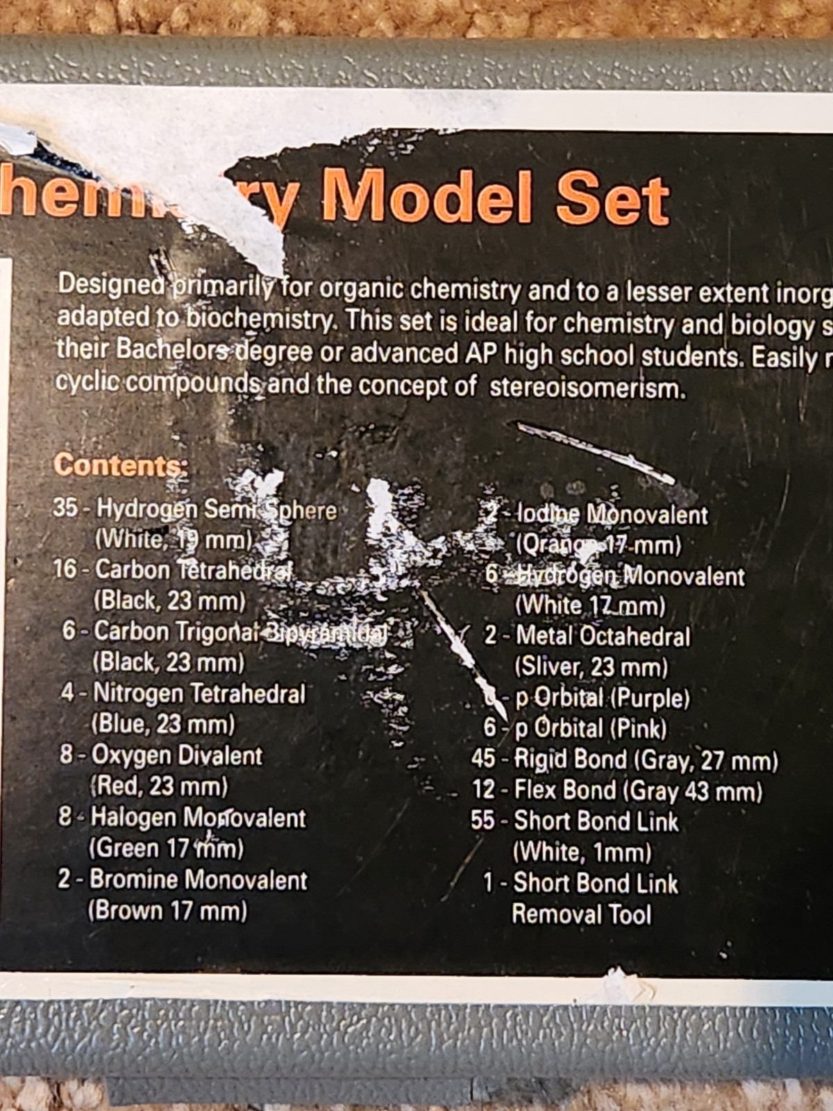 Organic and Stereochemistry Model Set No. 14-SC410