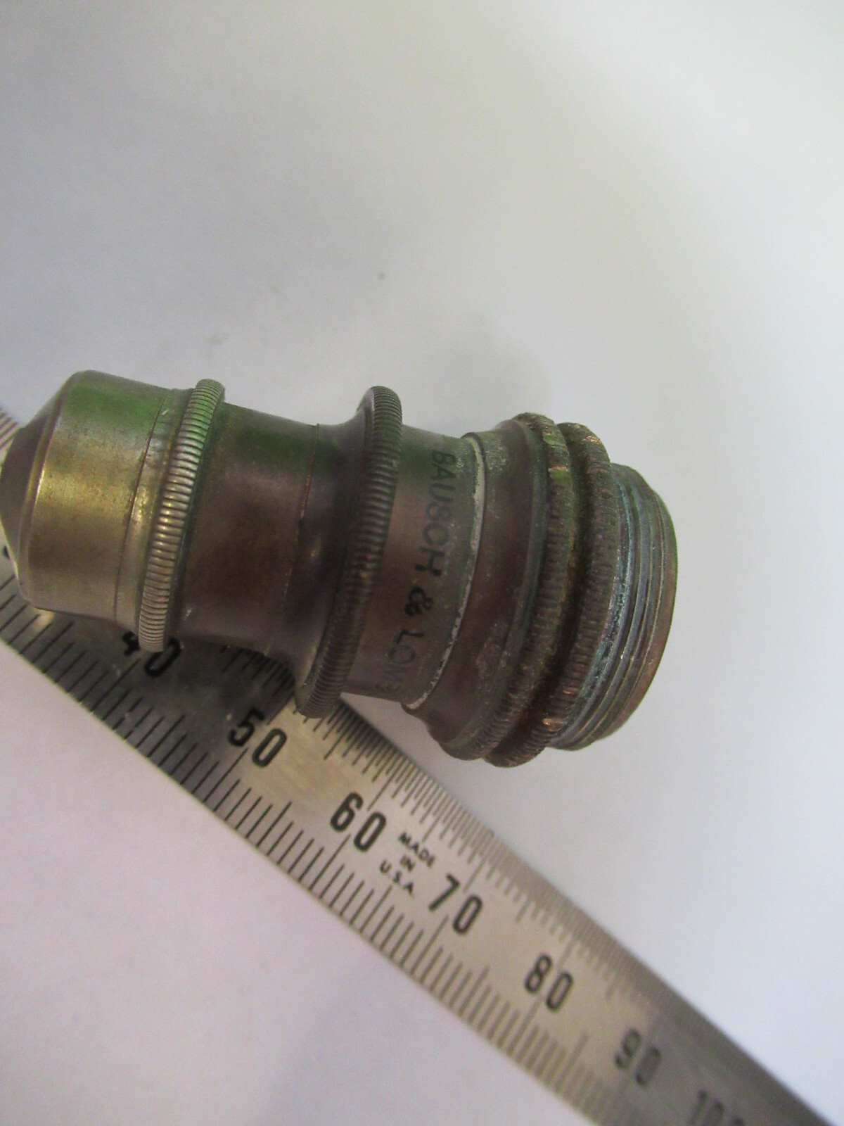 ANTIQUE BRASS OBJECTIVE BAUSCH LOMB OPTICS MICROSCOPE as pictured &z1-a-204