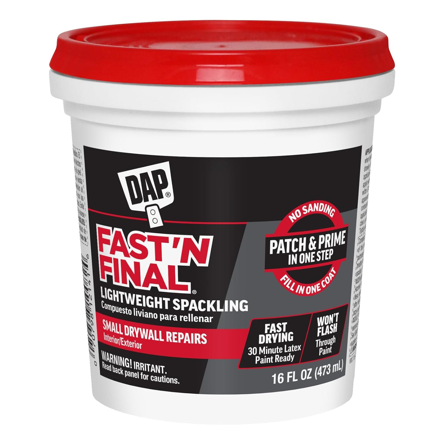 Fast N Final Lightweight Spackle 16 Oz White Wall Repair Hole Filler