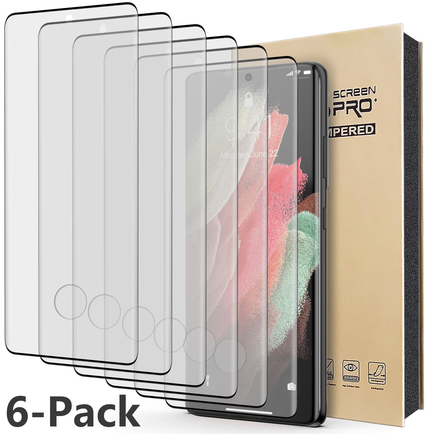 For Samsung Galaxy S21 Ultra/S21 FE/S21+ Clear Tempered Glass Screen Protector