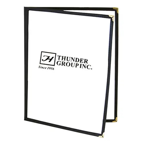 Thunder Group PLMENU-2BL 8-1/2" x 11" Black Double Fold Laminate Menu Cover