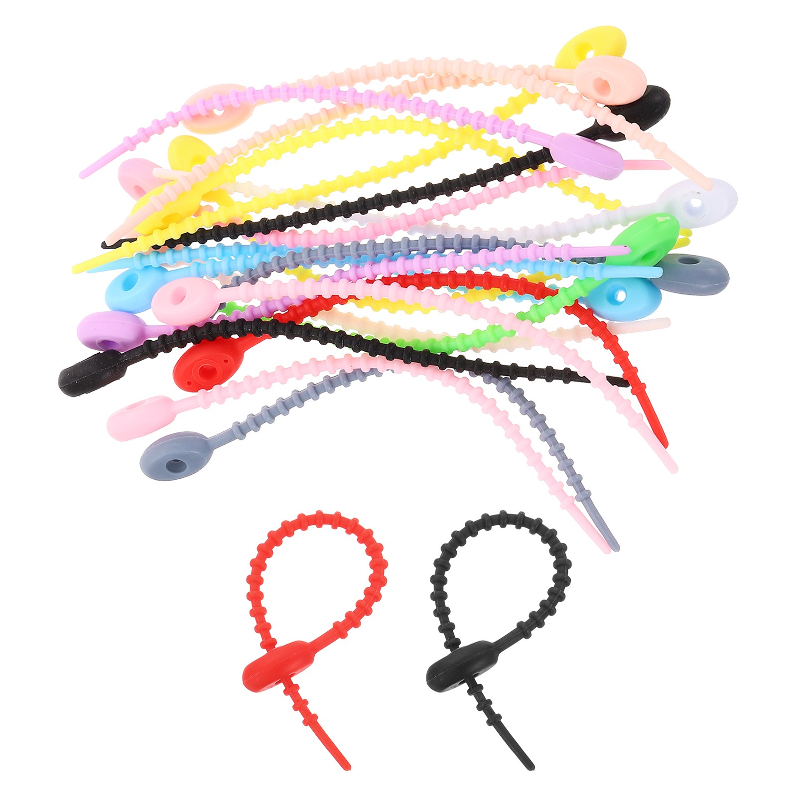 20Pcs 5" Silicone Cable Ties Reusable Zip Ties Strips Twist Tie Mixed Colors)