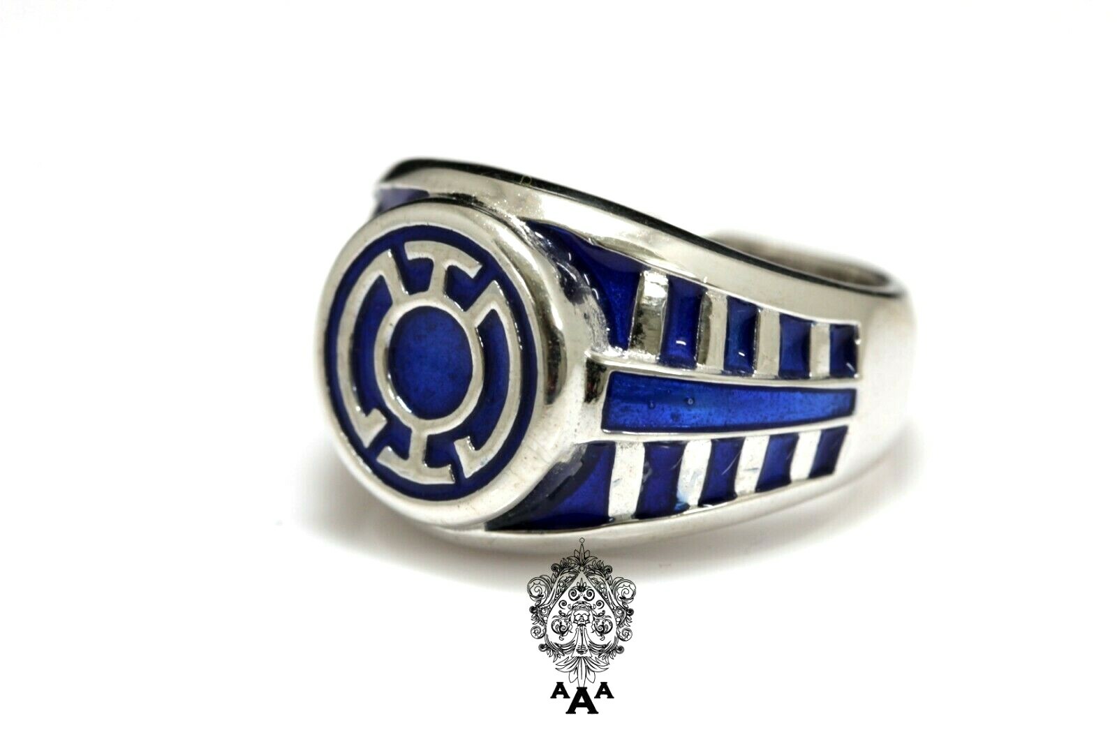 Blue Lantern Ring V.2 Blue Lantern Corp Ring Sterling Silver 925 Blue Enamel