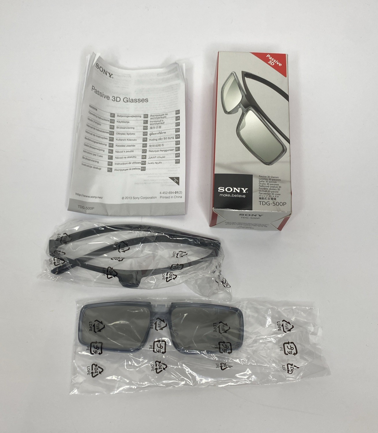 SONY Original TDG-500P Lightweight Passive 3D Glasses TDG-500P NEW