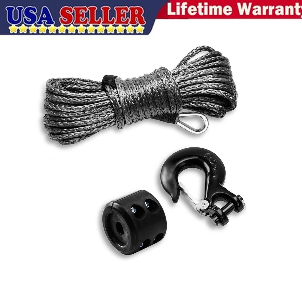 Synthetic Winch Rope 1/4" X 50 Ft，Max 9500lbs Winch Rope with Heavy Duty