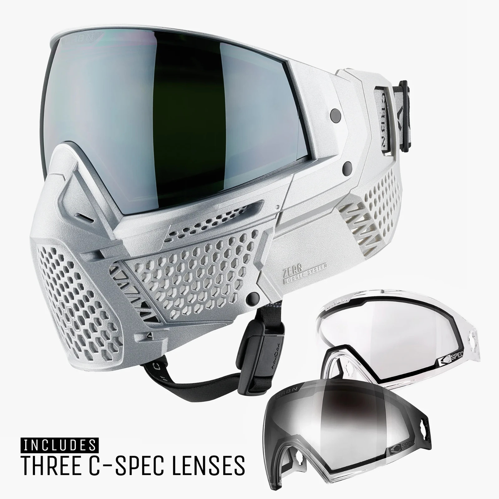 NEW CRBN ZERO PRO GRX Paintball - Airsoft Goggle - Less Coverage - ELMT SILVER